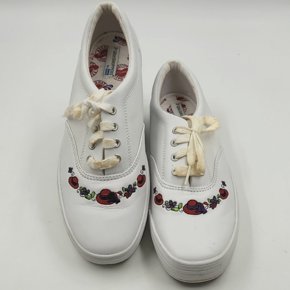 Red Hat Society women's white Keds By grasshoppers 8.5